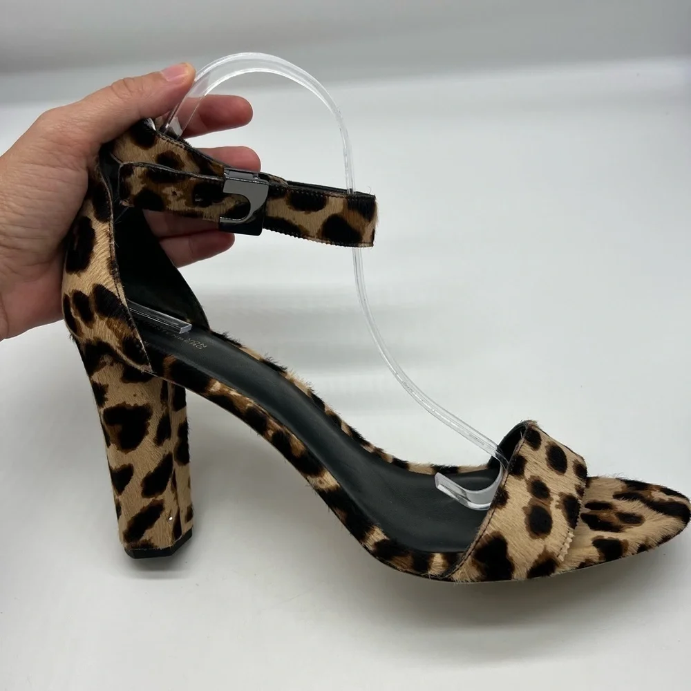Diane Von Furstenberg - Chain-link Leopard Ankle Strap Open Toe High Heels SZ 11